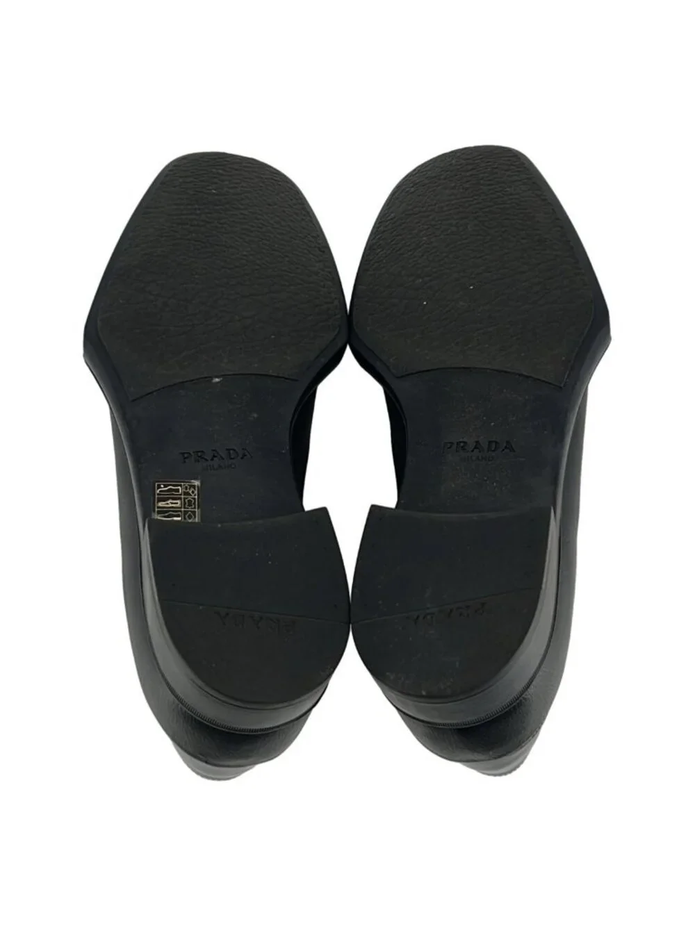 Prada Square Toe Rubber Sole Leather Derby Shoes 9 Black